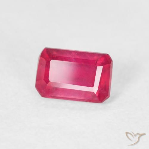 Rubi Vermelho rosado Natural 0.80ct, Corte Octógono / Esmeralda, VS