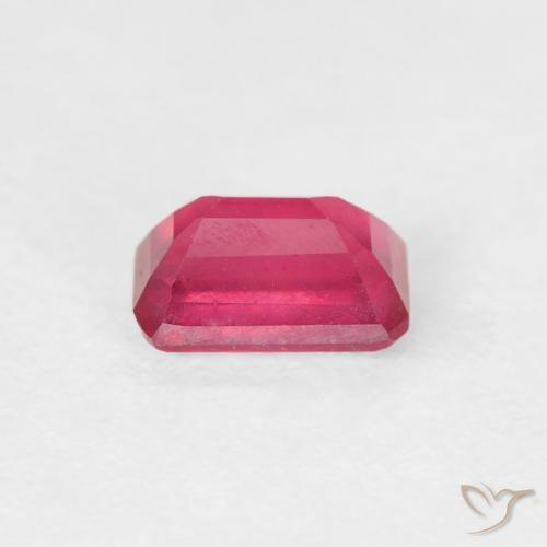 Rubi Vermelho rosado Natural 0.80ct, Corte Octógono / Esmeralda, VS