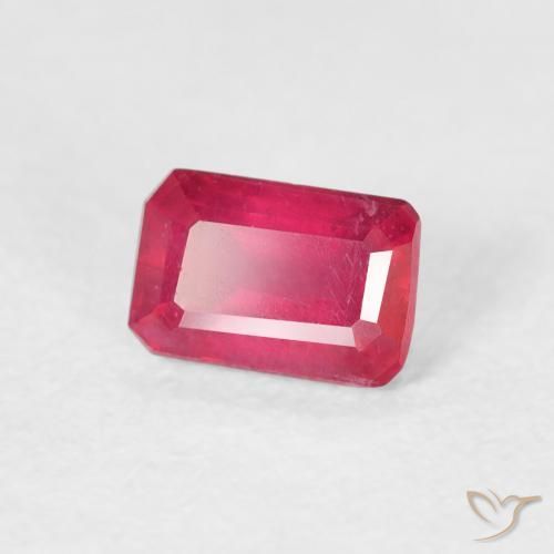 Rubi Vermelho rosado Natural 0.88ct, Corte Octógono / Esmeralda, VS