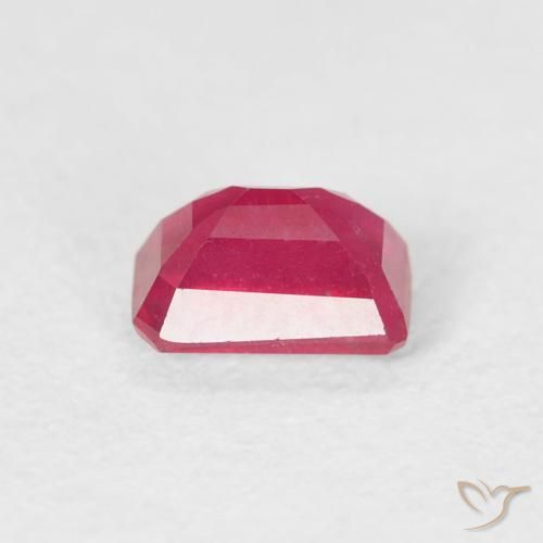 Rubi Vermelho rosado Natural 0.88ct, Corte Octógono / Esmeralda, VS