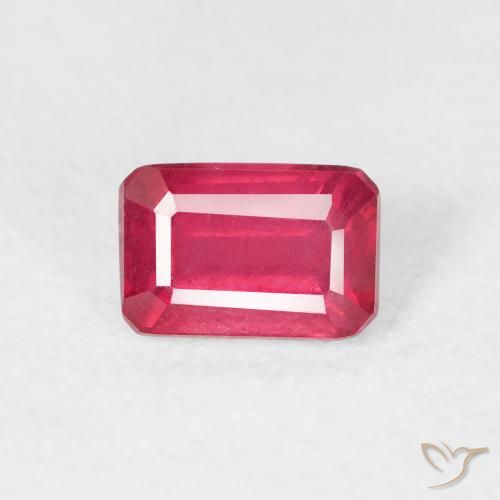 0.92ct Natural rosa avermelhado Rubi, Corte Esmeralda, VS