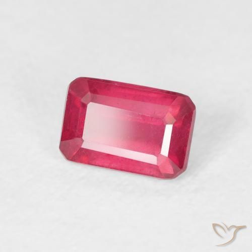 Rubi rosa avermelhado Natural 0.92ct, Corte Octógono / Esmeralda, VS