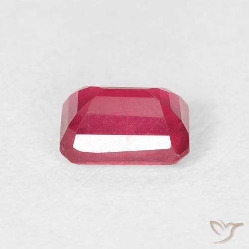 Rubi rosa avermelhado Natural 0.92ct, Corte Octógono / Esmeralda, VS