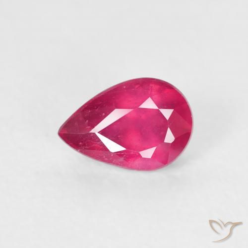 Rubi Luz vermelha Natural 0.70ct, Formato de pêra, VS-SI