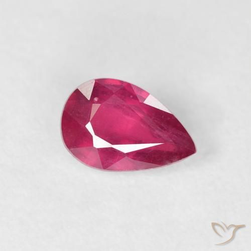Rubi Vermelho rosado Natural 0.56ct, Formato de pêra, VS-SI