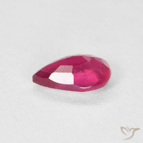Rubi Vermelho rosado Natural 0.56ct, Formato de pêra, VS-SI