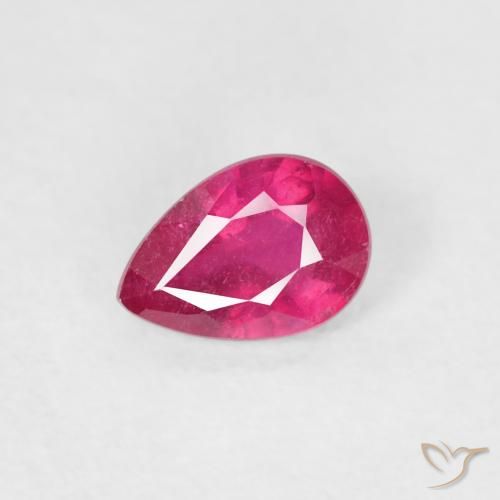 0.51ct Natural Vermelho rosado Rubi, Formato de pêra, VS-SI