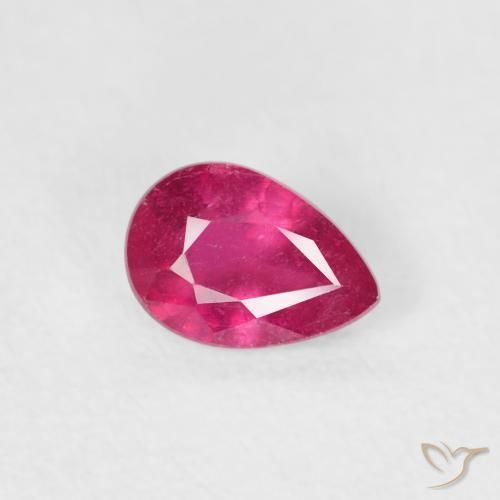 Rubi Vermelho rosado Natural 0.51ct, Formato de pêra, VS-SI