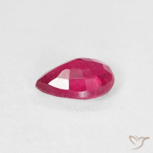 Rubi Vermelho rosado Natural 0.51ct, Formato de pêra, VS-SI