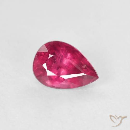 Rubi Luz vermelha Natural 0.63ct, Formato de pêra, VS-SI