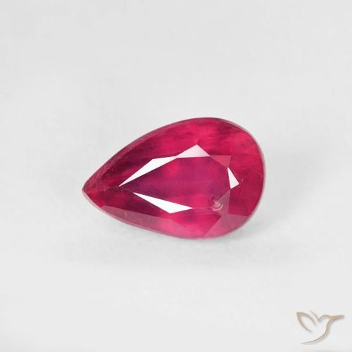 0.76ct Natural Medium Dark-Red Rubi, Formato de pêra, VS-SI