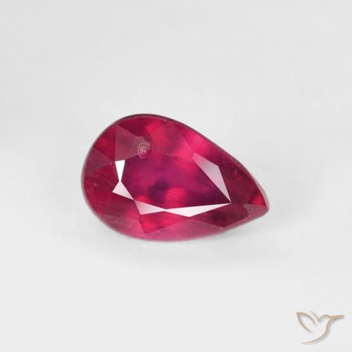 Rubi Medium Dark-Red Natural 0.76ct, Formato de pêra, VS-SI
