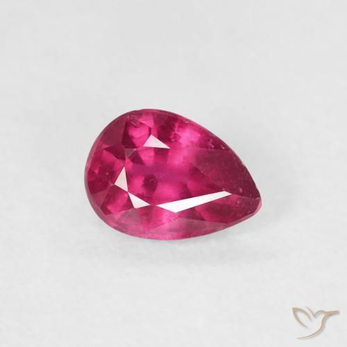 Rubi Vermelho rosado Natural 0.62ct, Formato de pêra, VS-SI