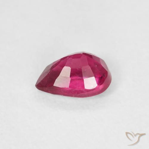 Rubi Vermelho rosado Natural 0.62ct, Formato de pêra, VS-SI