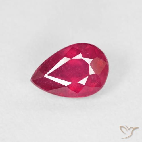 0.79ct Natural Carmesim Profundo Rubi, Formato de pêra, VS-SI