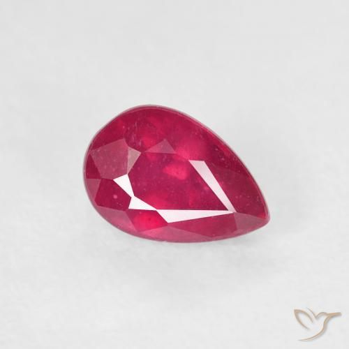 Rubi Carmesim Profundo Natural 0.79ct, Formato de pêra, VS-SI