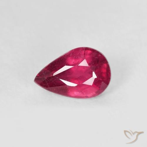 0.63ct Natural Rosa Avermelhado Profundo Rubi, Formato de pêra, VS-SI
