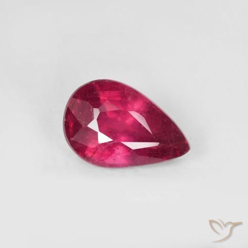 Rubi Rosa Avermelhado Profundo Natural 0.63ct, Formato de pêra, VS-SI