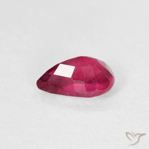 Rubi Rosa Avermelhado Profundo Natural 0.63ct, Formato de pêra, VS-SI