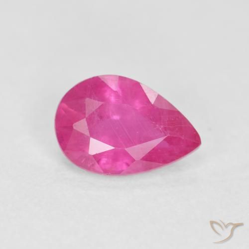 0.57ct Natural Medium Dark-Pink Rubi, Formato de pêra, VS-SI