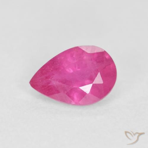 Rubi Medium Dark-Pink Natural 0.57ct, Formato de pêra, VS-SI
