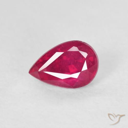 0.76ct Natural Rosa Avermelhado Profundo Rubi, Formato de pêra, VS-SI