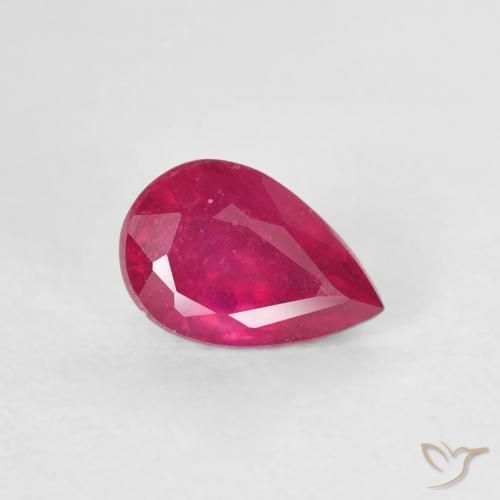 Rubi Rosa Avermelhado Profundo Natural 0.76ct, Formato de pêra, VS-SI