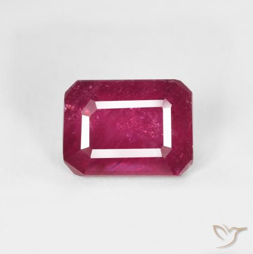 1.50ct Natural vermelho médio Rubi, Corte Esmeralda, VS