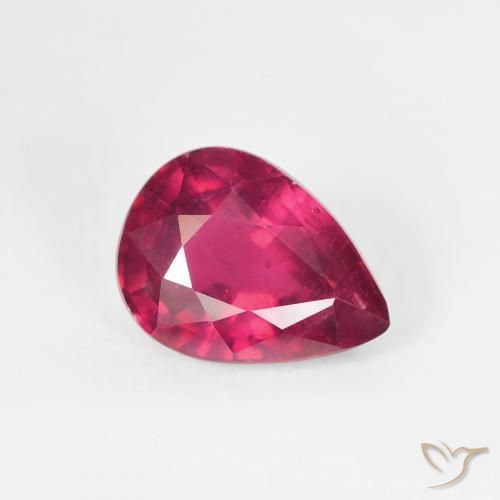 Rubi Vermelho rosado Natural 1.70ct, Formato de pêra, VS