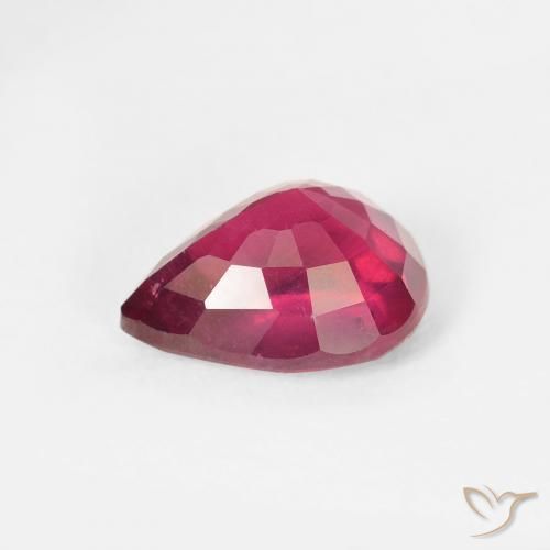 Rubi Vermelho rosado Natural 1.70ct, Formato de pêra, VS