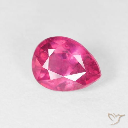 Rubi rosa avermelhado Natural 1.51ct, Formato de pêra, VS