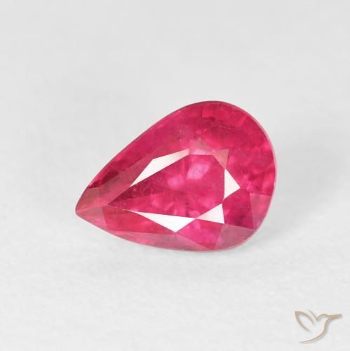 Rubi Vermelho rosado Natural 1.55ct, Formato de pêra, VS