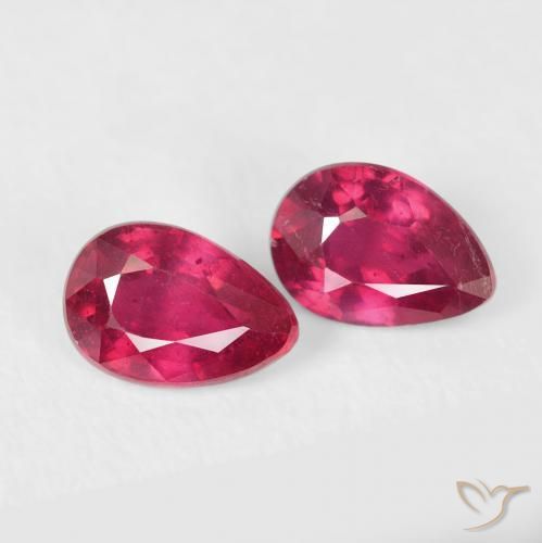 Pedras preciosas de Rubi vermelho médio natural de 1.23 ct, Formato de pêra, VS-SI