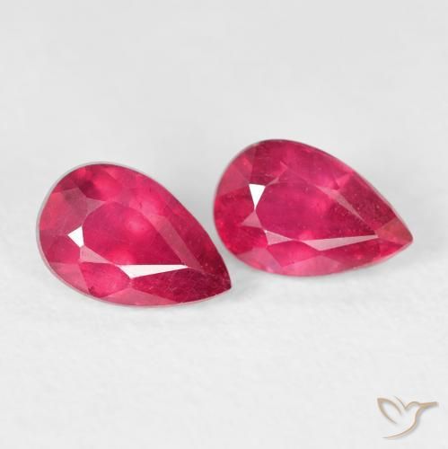 Pedras preciosas de Rubi Vermelho rosado natural de 1.42 ct, Formato de pêra, VS-SI
