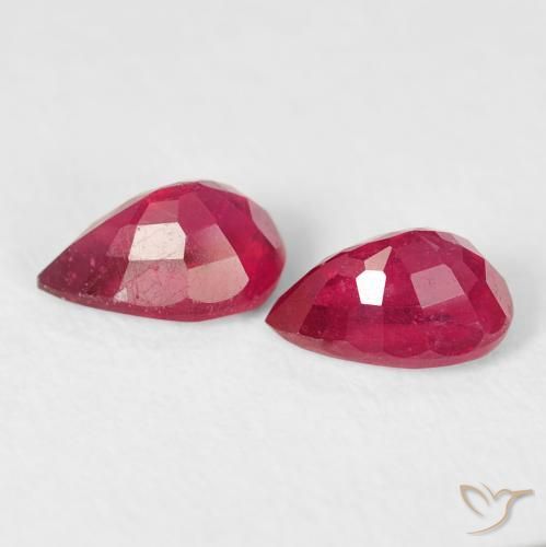 Pedras preciosas de Rubi Vermelho rosado natural de 1.42 ct, Formato de pêra, VS-SI