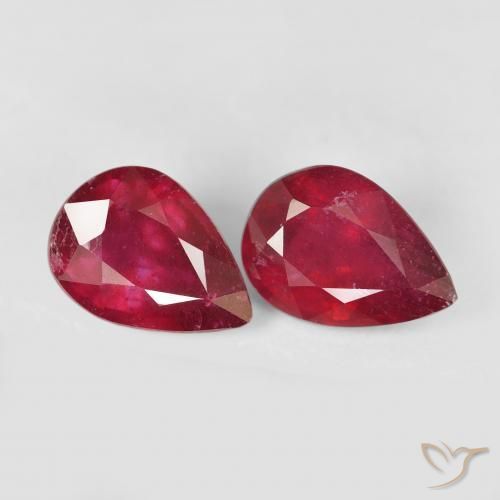 Pedras preciosas de Rubi Vermelho escuro natural de 3.15 ct, Formato de pêra, VS-SI