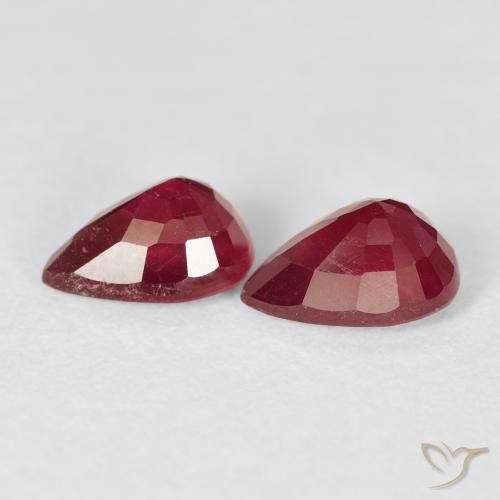 Pedras preciosas de Rubi Vermelho escuro natural de 3.15 ct, Formato de pêra, VS-SI