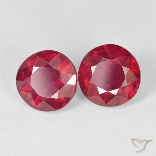 Pedras preciosas de Rubi vermelho médio natural de 3.10 ct, Redondo, VS
