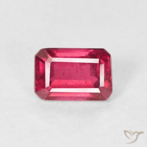 0.90ct Natural Vermelho rosado Rubi, Corte Esmeralda, VS