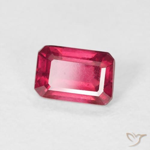 Rubi Vermelho rosado Natural 0.90ct, Corte Octógono / Esmeralda, VS