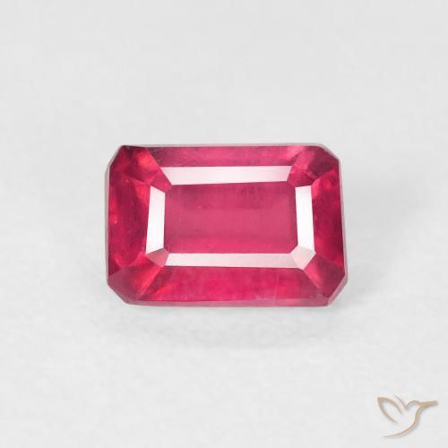 0.96ct Natural Vermelho rosado Rubi, Corte Esmeralda, VS