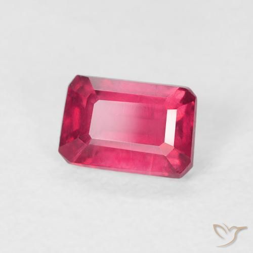 Rubi Vermelho rosado Natural 0.96ct, Corte Octógono / Esmeralda, VS