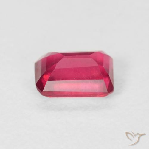 Rubi Vermelho rosado Natural 0.96ct, Corte Octógono / Esmeralda, VS