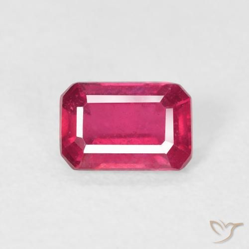 0.75ct Natural rosa avermelhado Rubi, Corte Esmeralda, VS