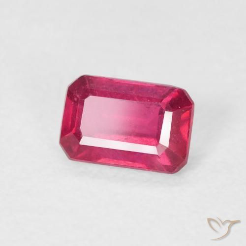 Rubi rosa avermelhado Natural 0.75ct, Corte Octógono / Esmeralda, VS