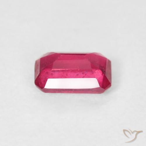 Rubi rosa avermelhado Natural 0.75ct, Corte Octógono / Esmeralda, VS