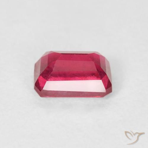 Rubi rosa avermelhado Natural 0.88ct, Corte Octógono / Esmeralda, VS