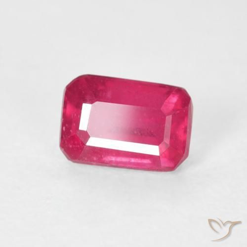 Rubi rosa avermelhado Natural 0.93ct, Corte Octógono / Esmeralda, VS