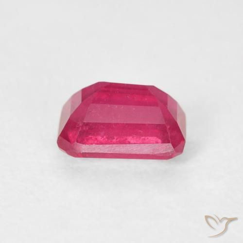 Rubi rosa avermelhado Natural 0.93ct, Corte Octógono / Esmeralda, VS