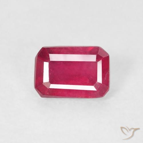 0.90ct Natural Vermelho rosado Rubi, Corte Esmeralda, VS